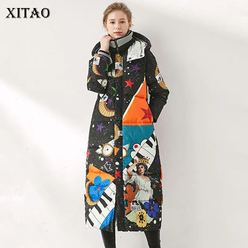 XITAO пуховик с буквенным принтом модная новинка 2019 зимнее Элегантное повседневное