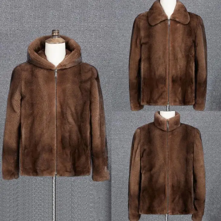 

Free shipping autumn faux mink fur leather jacket mens winter thicken warm fur leather coat men loose jackets fashion B171