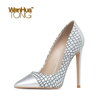 

Wanhuatong Fashion Pointed Toe Stiletto Heel Stone Pattern Color Block Business Sexy Party Pumps Size45