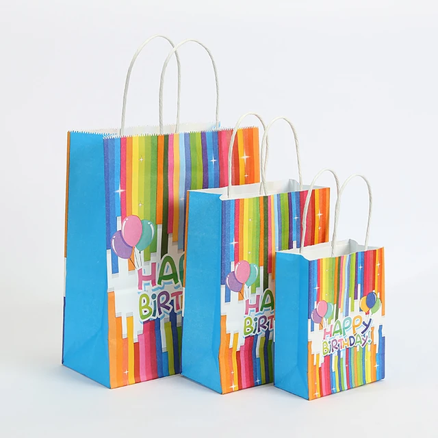 Niños Feliz cumpleaños fiesta bolsa  Bolsas de papel Feliz cumpleaños-5  piezas cumpleaños bolsa de papel-Aliexpress