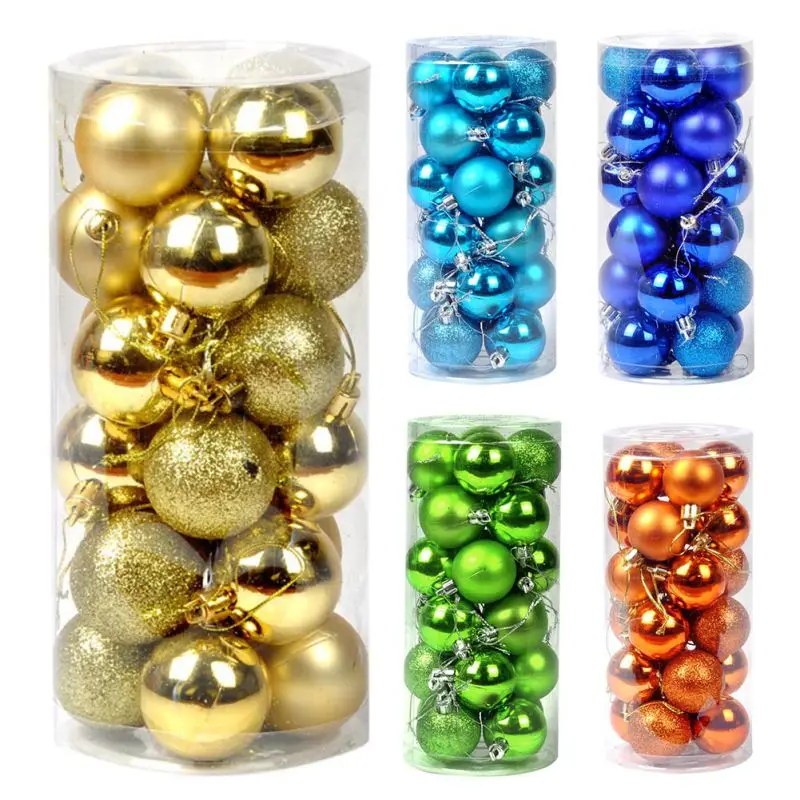 24Pcs/lot Christmas Balls Polystyrene Balls Christmas Tree Decoration New Year Christmas Tree Ornaments Gifts Decor Accessories