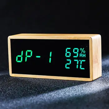 

Wooden Temperature Humidity Monitor Sound Control Snooze LED Digital Alarm Clock nice