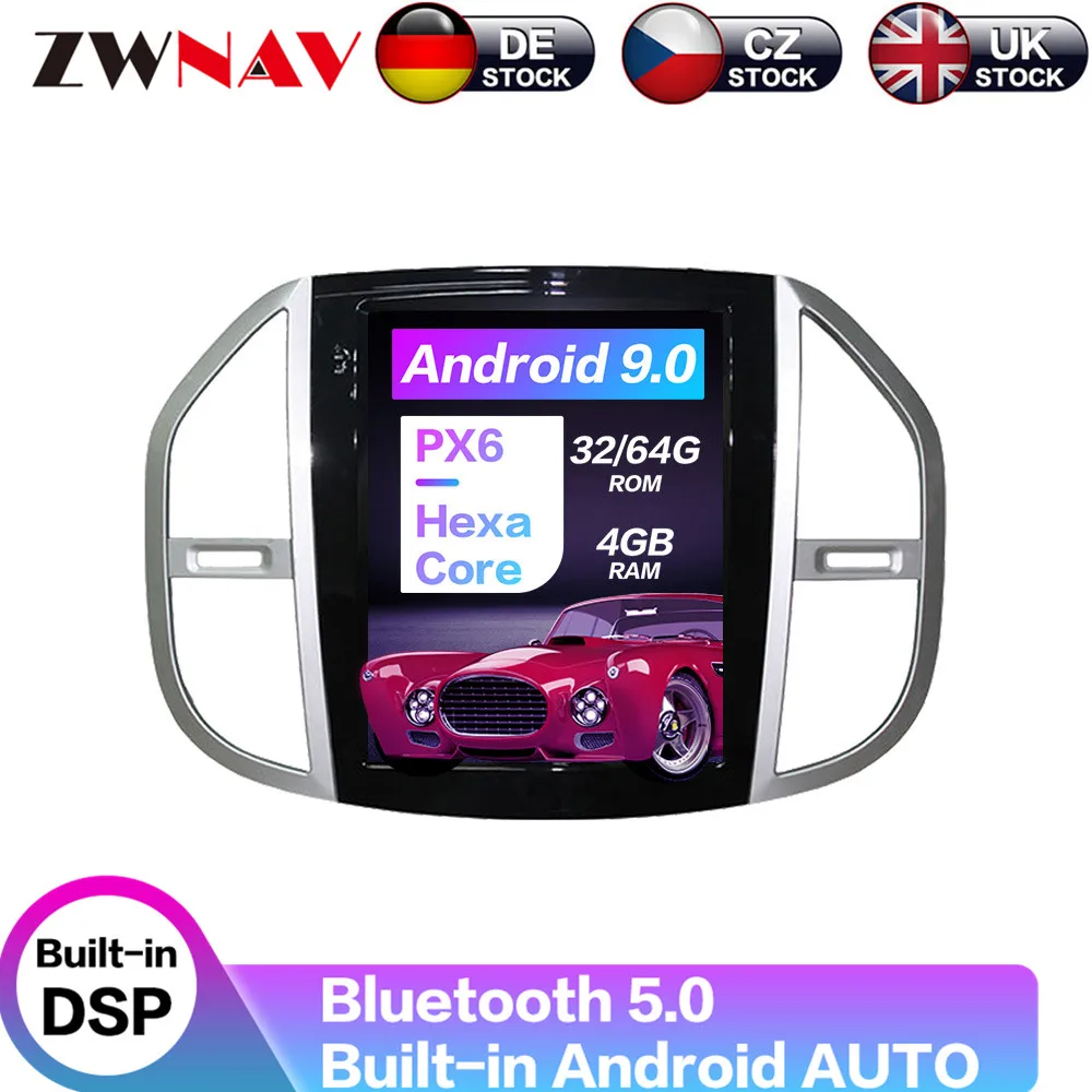 Android 9 64+ 4G Tesla с DSP Carplay автомобильный мультимедийный плеер стерео для Mercedes-Benz Vite автоматическое радио GPS навигация