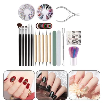

DIY Manicure Tool Set Nail Art Kit for Beginners Portable Polishing Manicure Tool Color Random