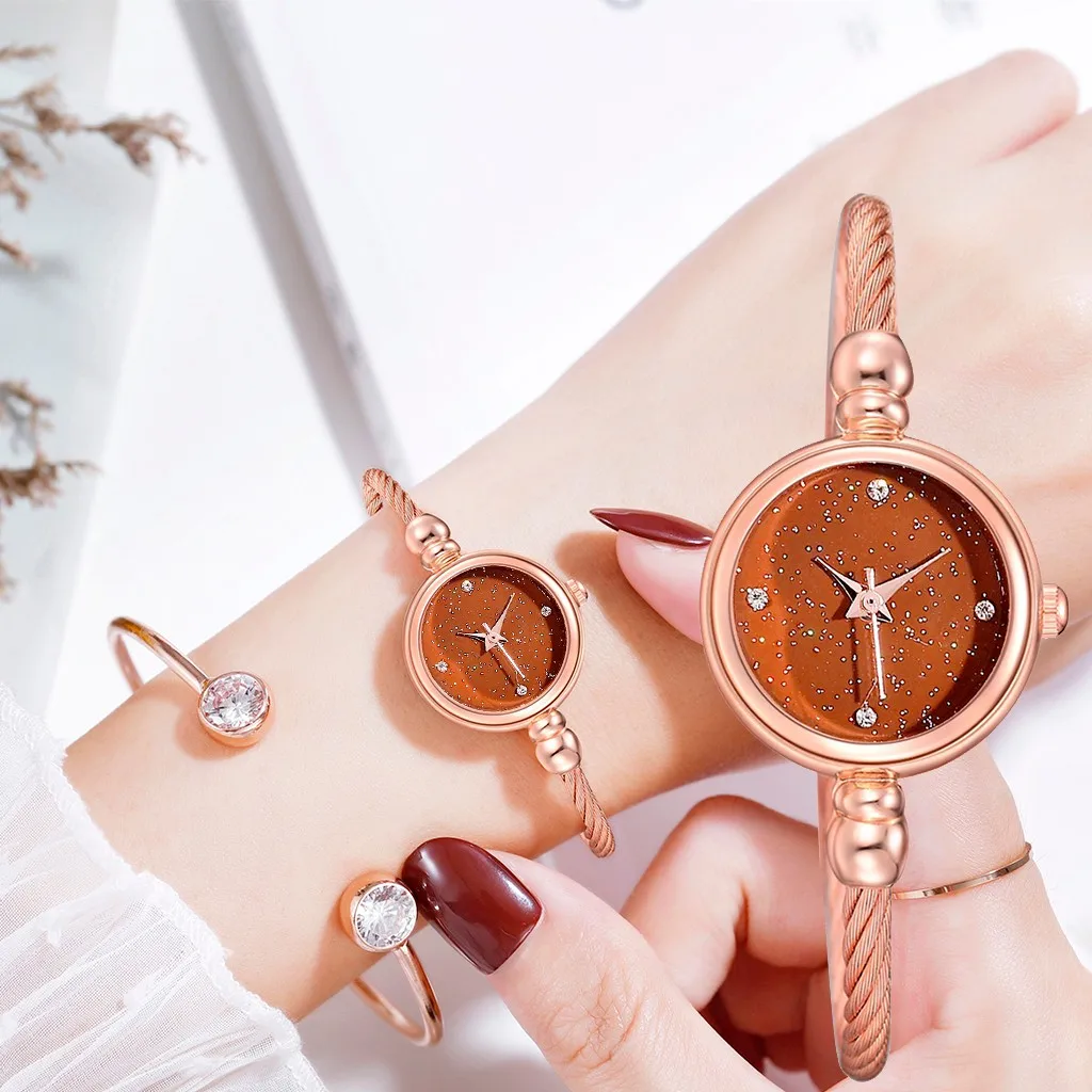 Женские часы для женщин наручные модные простые со звездами инкрустированные