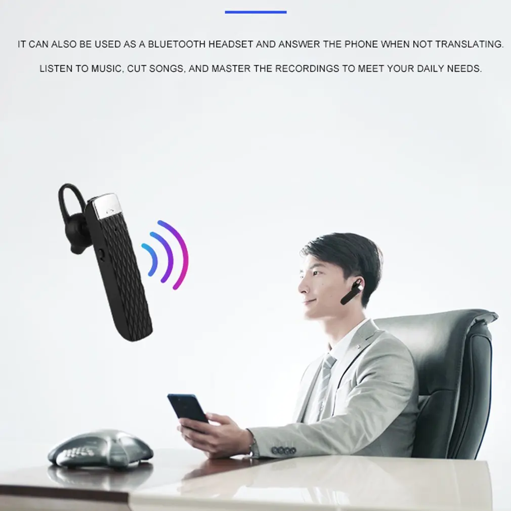 T2 2-in-1 Earbud Real Time Wireless Language Translator Voice Translation Earphone In-Ear Headset Business Inter-Translation
