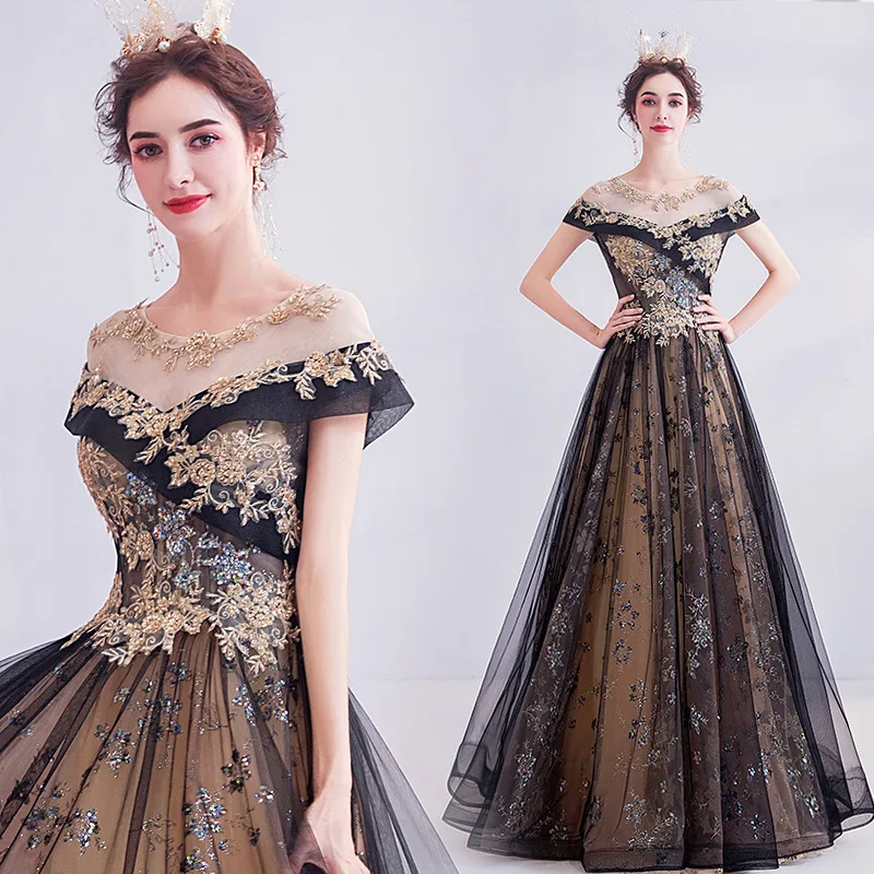 

The Same Star In The 2020 Summer British Style Women's Printed Flower Mid-waist Long Evening Dress Formal Dresses Evening Gown