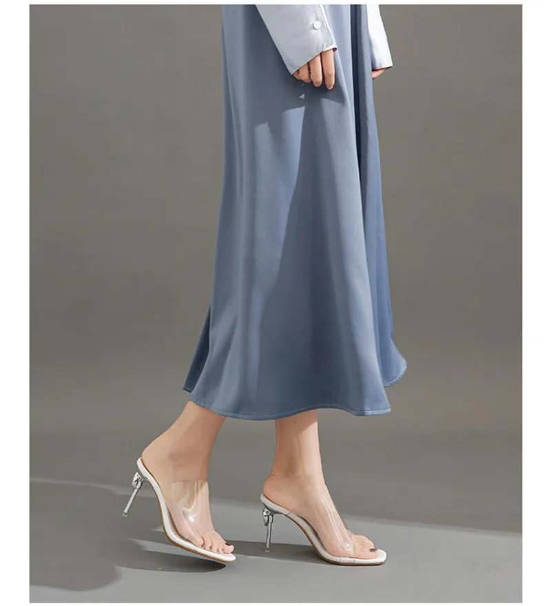 Crystal Transparent Women Slippers Peep Toe High-Heeled Slides Thin Small Heel Clear Shoes Woman Sexy Pointed Toe Summer Sandals (23)