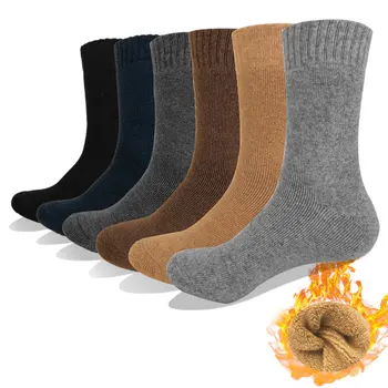 

5 Pairs/lot Winter Men's Socks Super Thicken Merino Wool Socks Against Cold Snow Warm Mid Tube Socks for Men High Quality