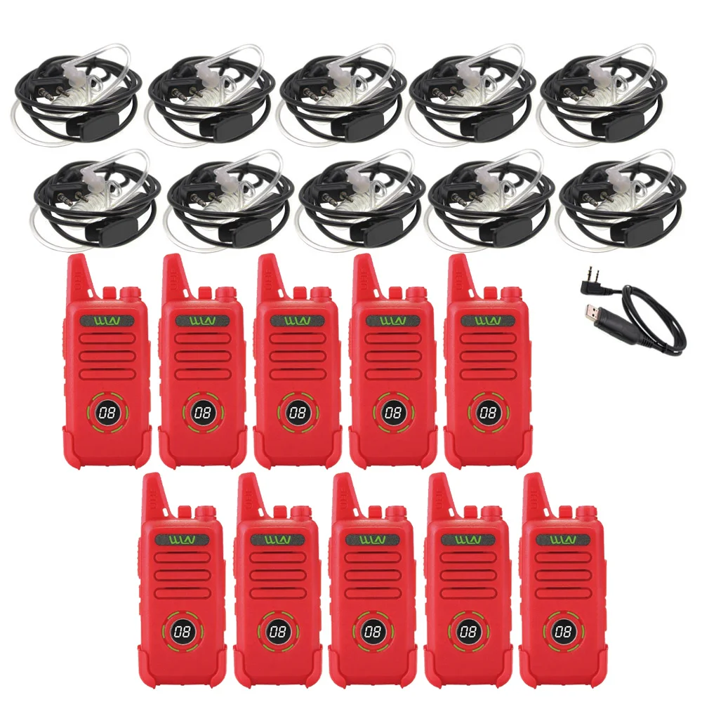 Add earpiece 10 шт. WLN KD-C1 Plus UHF мини Портативная рация с скремблером FM трансивер KD-C1 плюс двухстороннее радио Ham коммуникатор - Цвет: Add earpiece