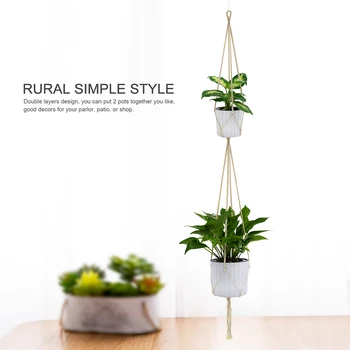 

Cotton Handmade Net Fashion Vintage Macrame Plant Hanger for Indoor Outdoor Hanging Basket Jute Ropes Flower Pots Hanging