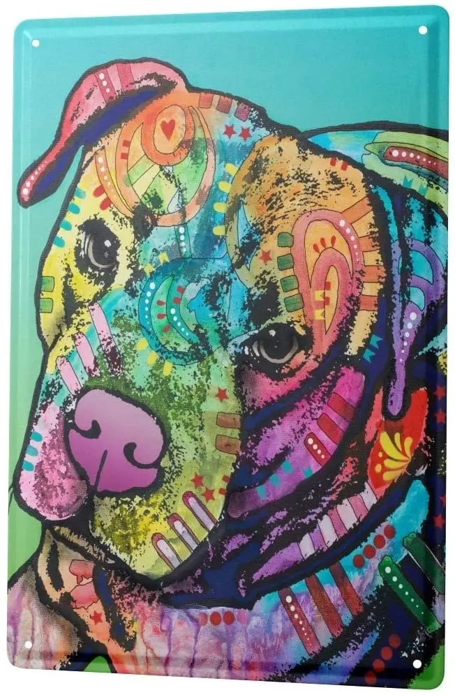 

SINCE 2004 Tin Sign Metal Plate Decorative Sign Home Decor Plaques Breed Colorful Dog