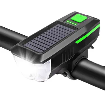 

Bicycle Bell With Light 2000mAh USB Rechargeable Solar Power 3 modes LED Front Light Solar Energy LED Bike Lamp Cycle FlashLight