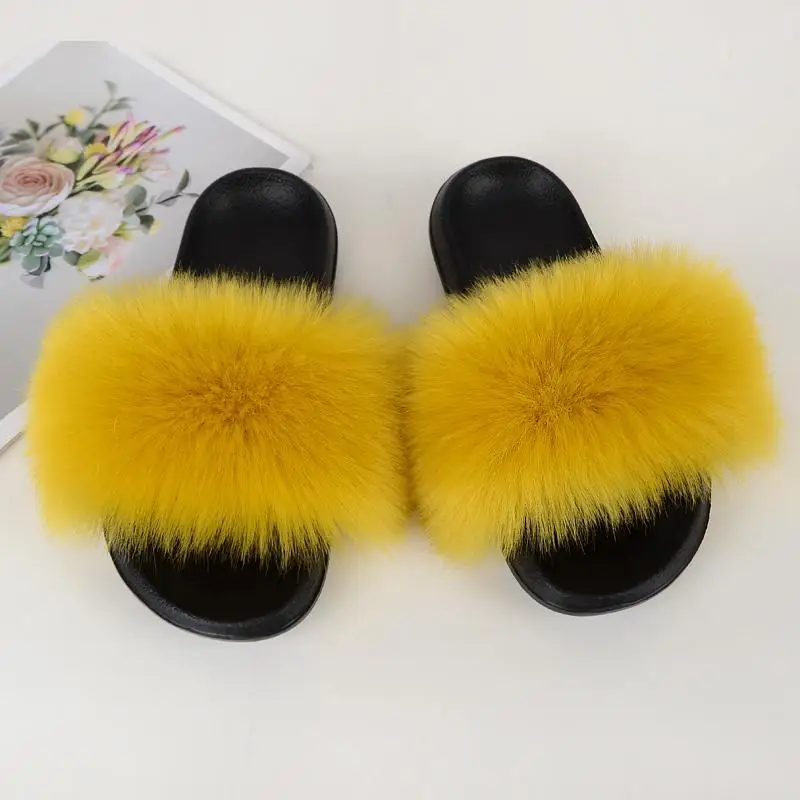 

Autumn and Winter New Women Indoors Slippers Hairy Drag Flat Fashion Female Flip Flops Plush Women Slippers