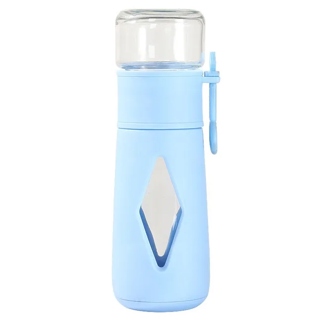 Insulated Cup with Filter 316 Stainless Steel Tea Bottle Tea Infuser Vacuum Cup with Glass Infuser Separates Tea and Water 500ML blue glass 500ml