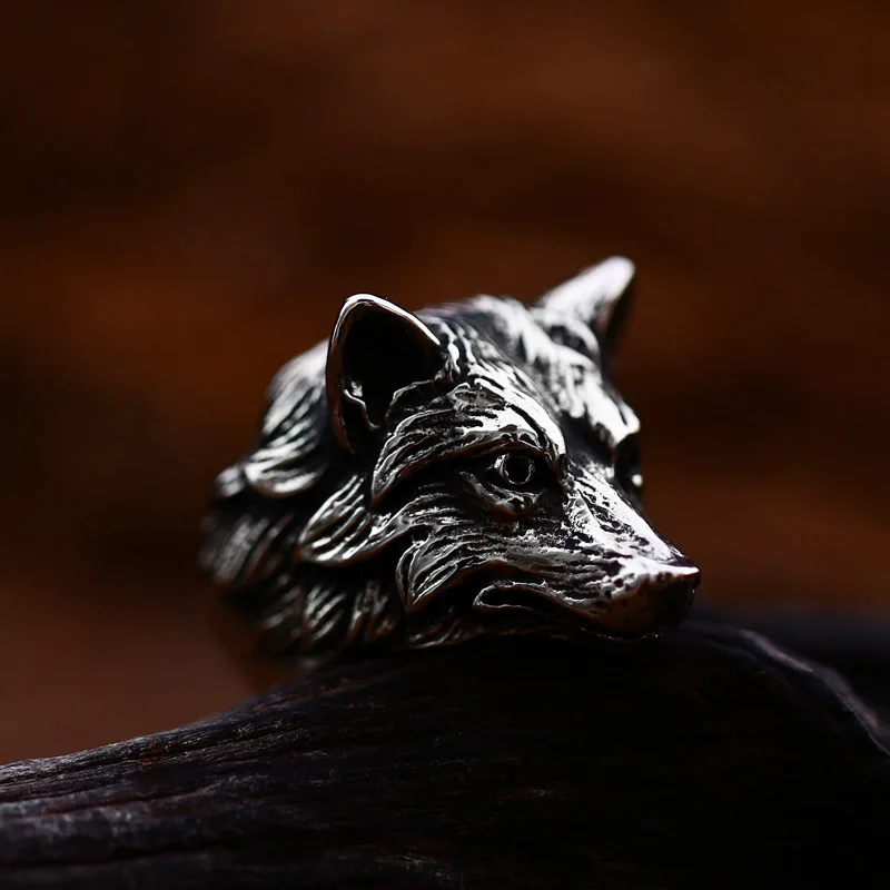 Steel Soldier Stainless Steel Punk style Animal Ice Wolf Ring Dark Vintage series Fashion unique stainless steel ring animal ring finger ring