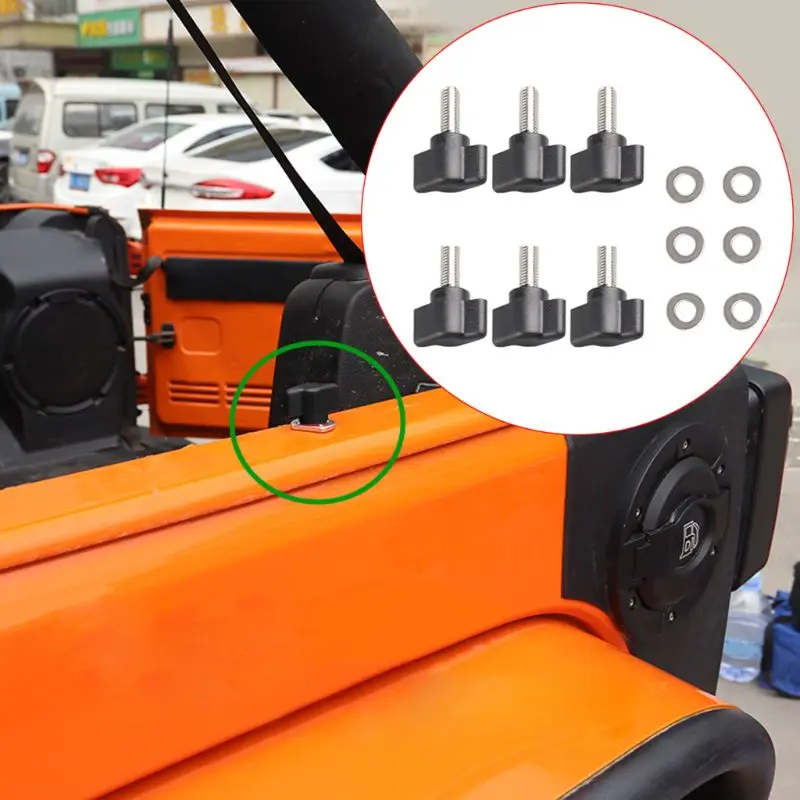 6 шт. Hardtop быстросъемные Болты Винты для Jeep Wrangler 1995- YJ JK