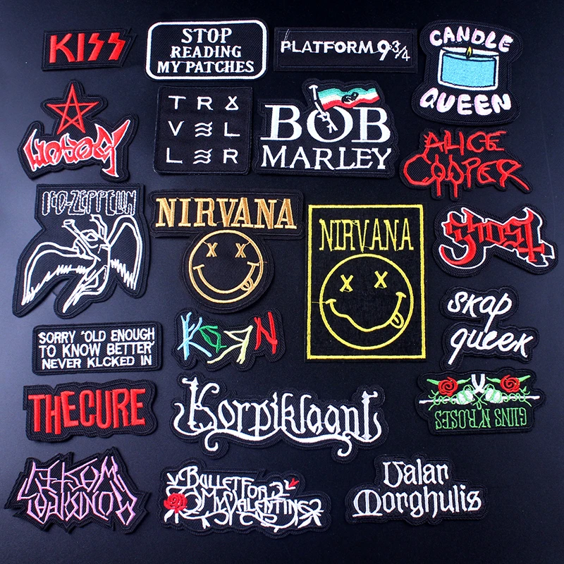 

Pulaqi Stranger Things Patch Embroidered Iron On Patche for Clothing Applique Rock Band Nirvana Patch Badges On Clothes Stickers