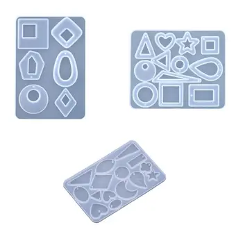 

3Pc All Shape Jewelry Pendant Resin Silicone Mold With Hole Jewelry Making Tools Dried Flower Resin Decorative DIY Hand Crafts