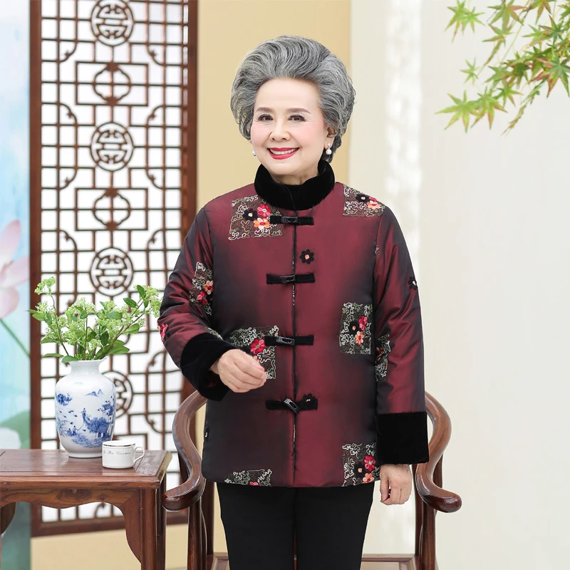 Ropa con relleno de algodón mujeres mayores de invierno de 60 años 70 mediana edad y personas mayores abrigo para mujeres de edad avanzada | - AliExpress
