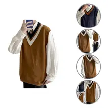 

Great Student Waistcoat V Neck Oversized Quick Dry Student Waistcoat Student Vest Autumn Sweater Vest