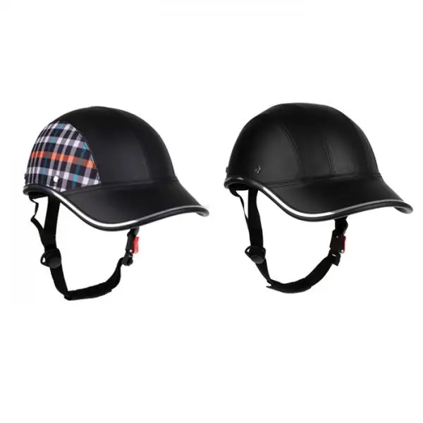 

2Pcs Motorcycle Leather Helmet Vintage Motocross Half Hat Baseball Cap Visor