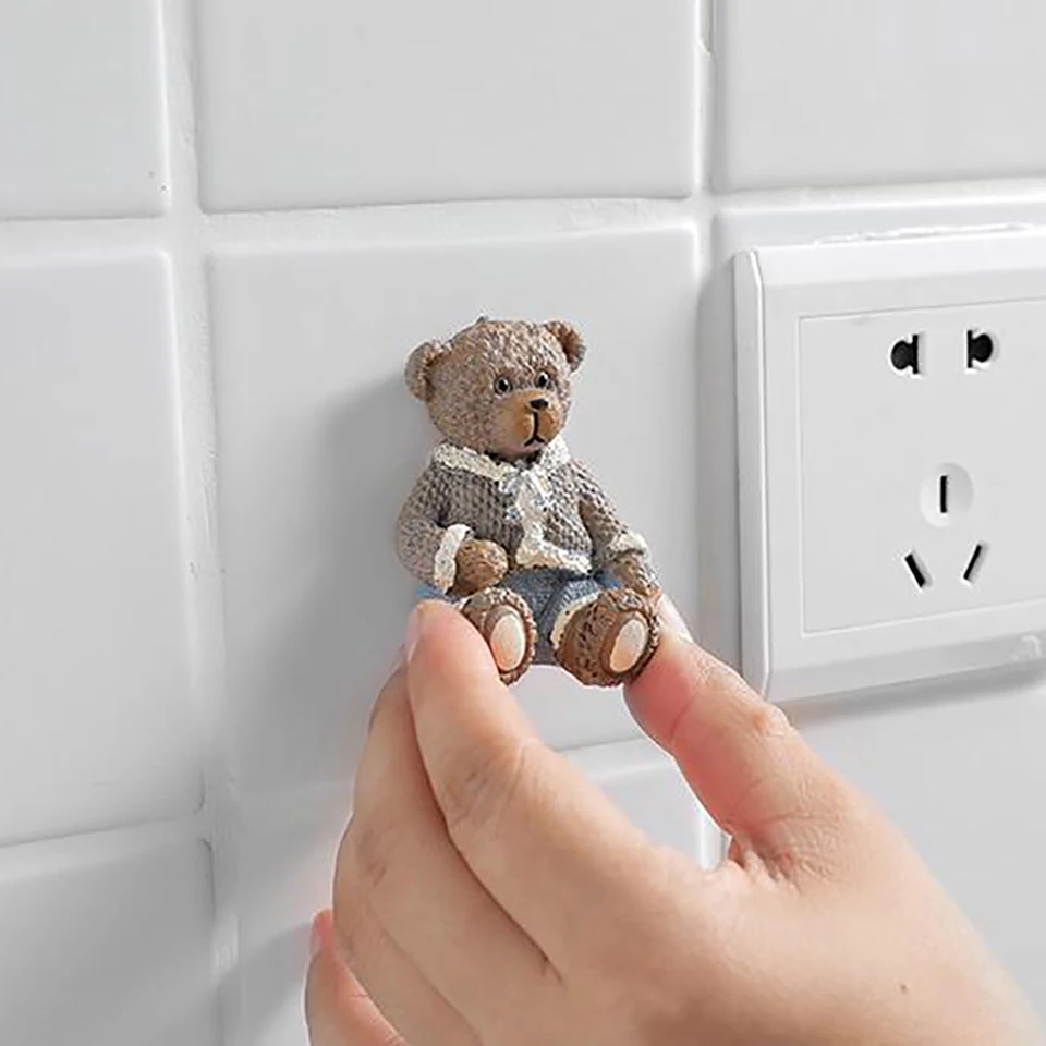 Крепкий самоклеящийся настенный крючок для хранения с изображением медведя из мультфильма, вешалка для кухонной розетки, держатель для ключей, держатель для ванной комнаты, липкий органайзер для полотенец