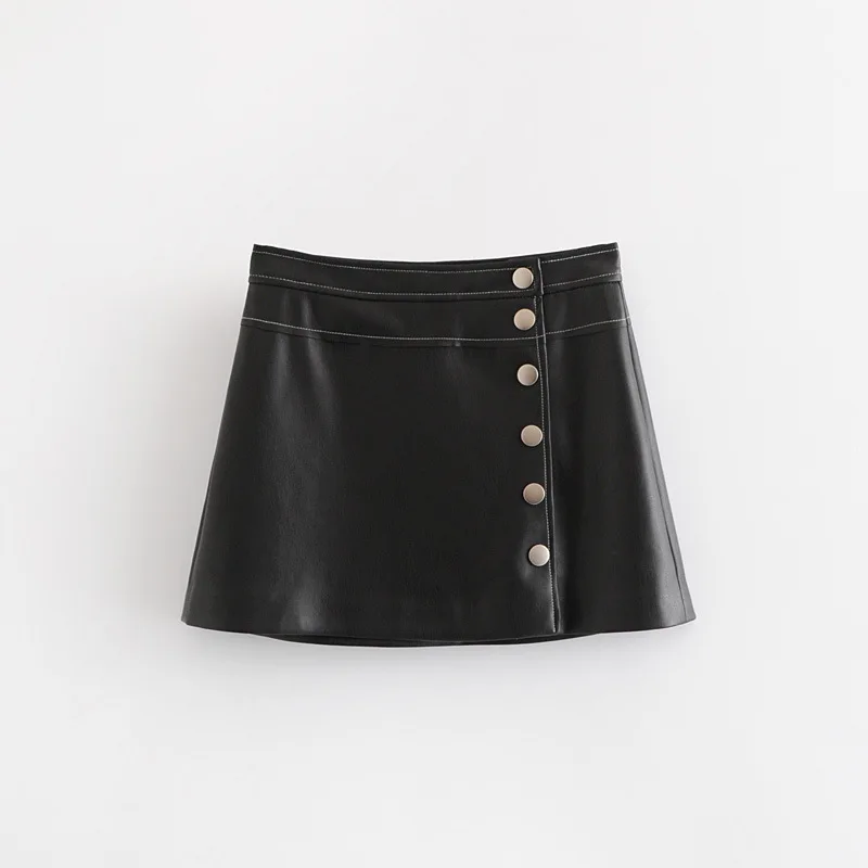 

Small Leather Skirt Women's Pu Skirt Short Skirt Autumn And Winter 2019 New Style Slimming A- line Skirt High-waisted Skirt Shea