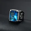 Silver color Men red blue Semi-Precious Stone Signet Ring 316l Stainless Steel for Men Jewelry Anillos Accessories ► Photo 2/4