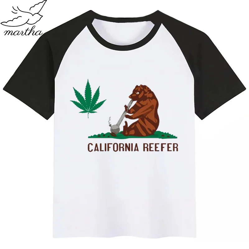 Футболка в винтажном стиле с забавным принтом из мультфильма «California», детские летние топы с круглым вырезом, футболка для мальчиков и девочек