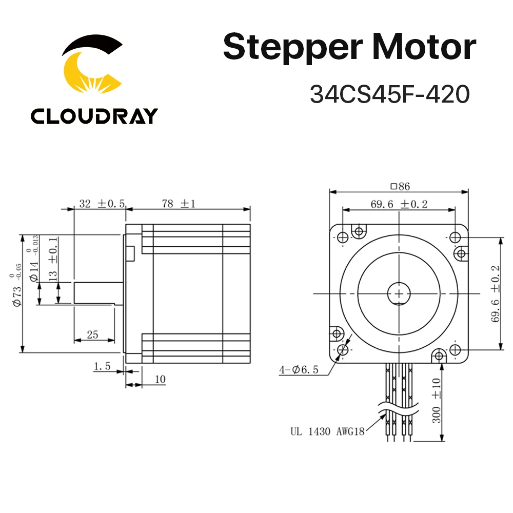 Nema 34 Stepper Motor 2 Phase 4.5N.m 4.2A（34CS45F-420）4-lead for CNC engraving milling machine high torque stepper motor