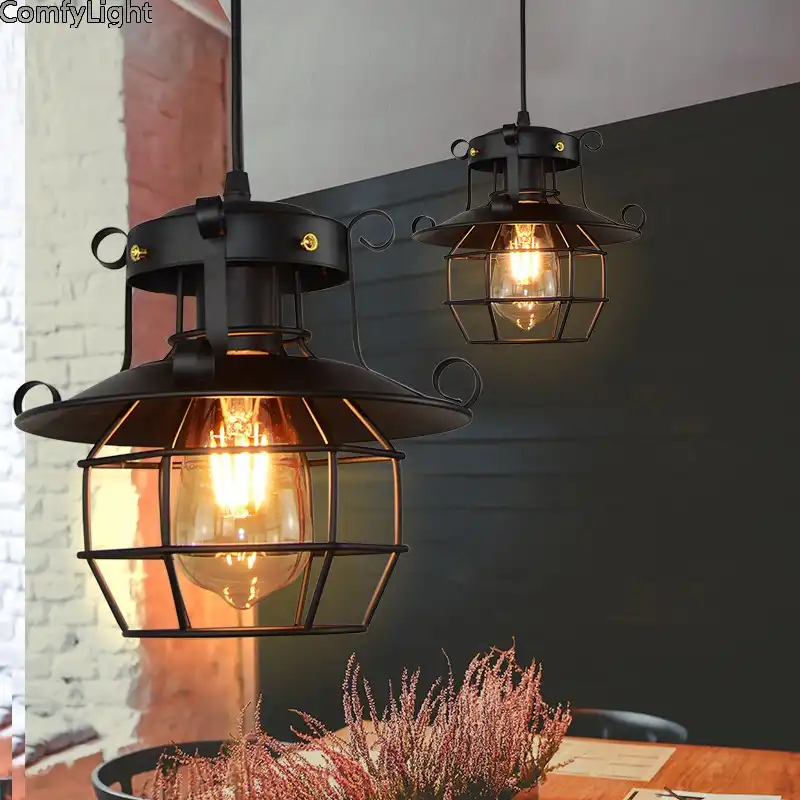 Industrial Retro Hanging Black Pendant Lamp Loft Vintage Pendent Lights Kitchen Restaurant Garden Corridor Villa Cafe Office Led Pendant Lights Aliexpress