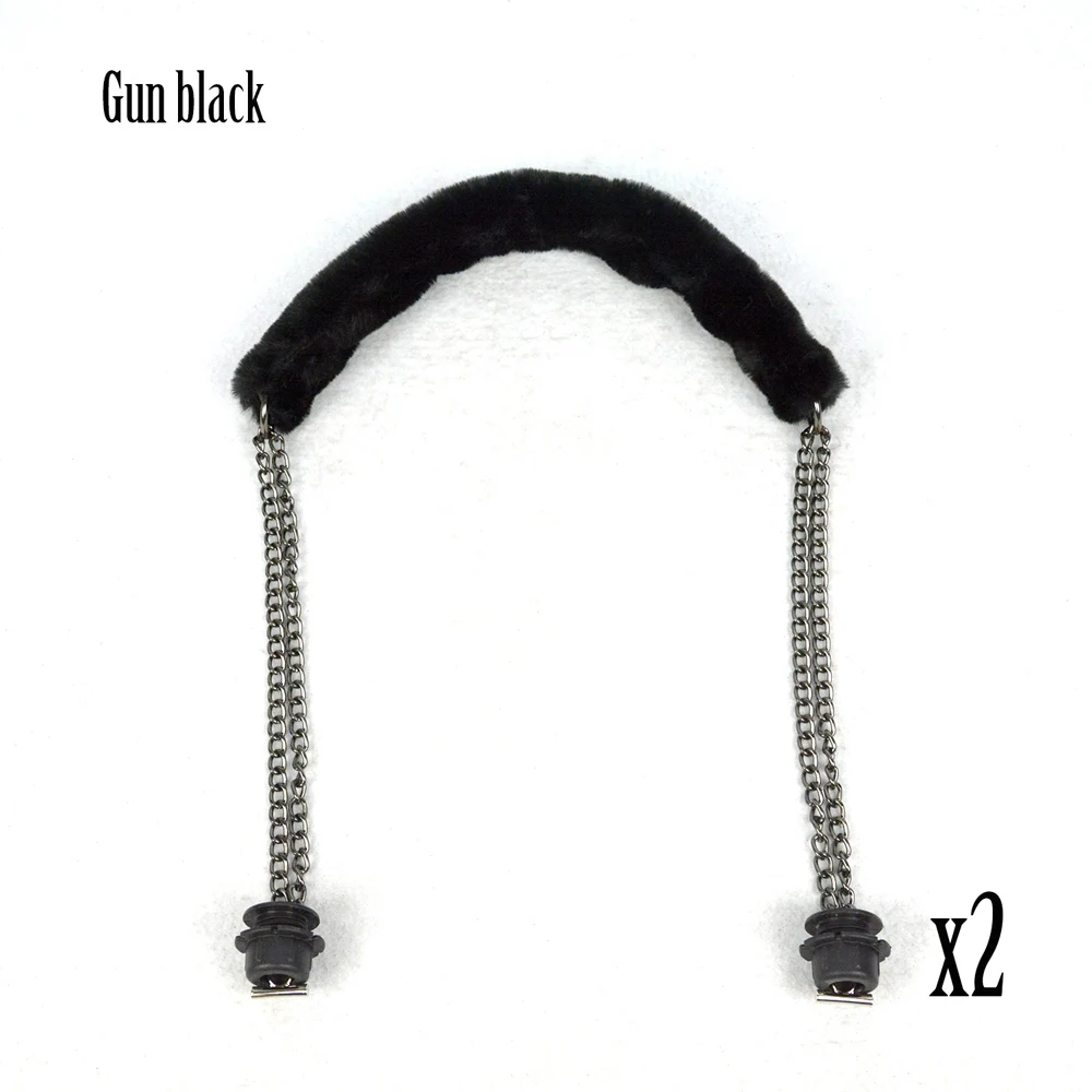 Новинка Tanqu 1 пара длинный искусственный ремень из меха ручка из металлической цепочки с черным винтом двойная металлическая цепь для O сумка для EVA Obag женская сумка