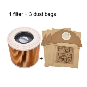 

1Pcs dust Hepa filters+3Pcs paper bags for Karcher Vacuum Cleaners parts Cartridge HEPA Filter A2204 VC6100 A2004 WD3.200 VC6200