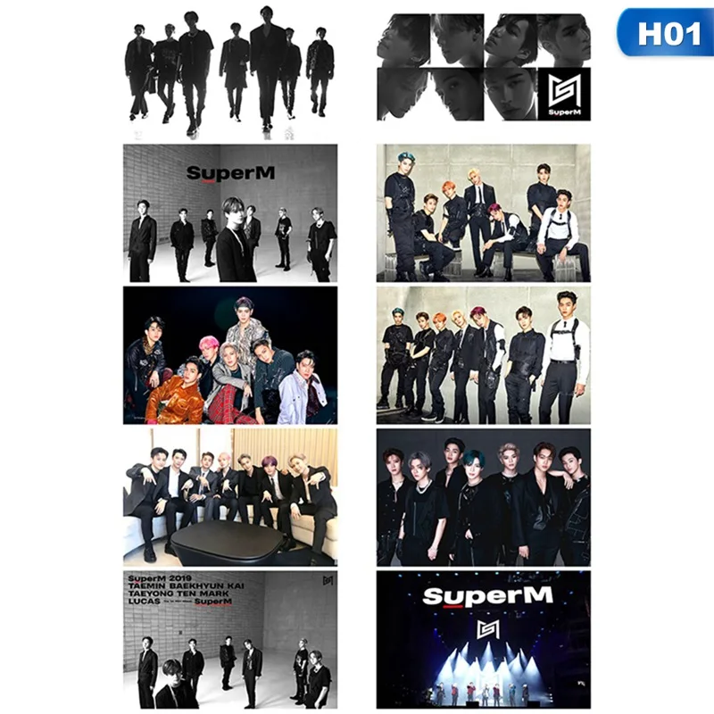 10Pcs/Set Kpop SuperM All Members Personal Customized Card Team Crystal Card Sticker Kun Photocard Stickers Fans Gifts - Цвет: 1