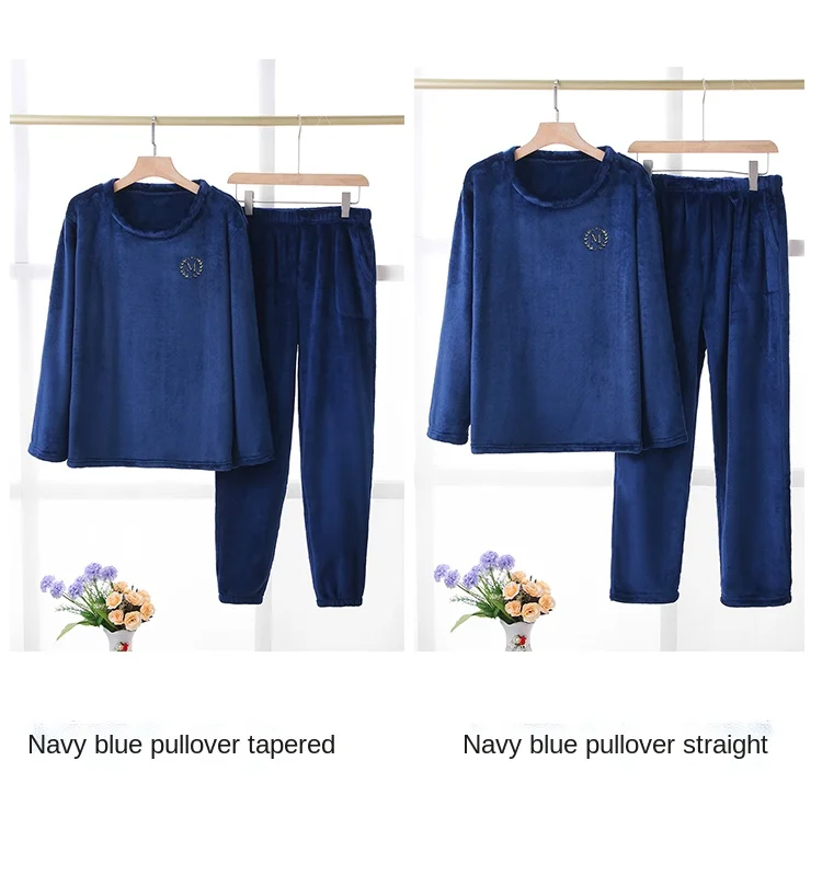 50-100Kg Flannel Men's Pajamas Winter Plus Velvet Long Sleeve Sleepwear Male Homewear Plus Size Thicken Pajama Pants 2 Piece Set mens plaid pajama pants