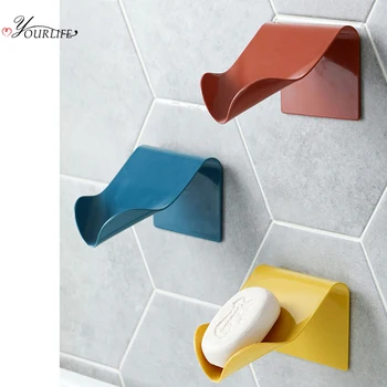 

OYOURLIFE Creative Bathroom Soap Holder Drain Soap Case Self Adhesive Wall Hanging Soap Tray Stand Bathroom Accessories