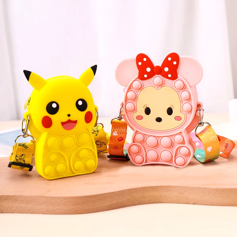 Pokemon Pikachu Pop Fidget Toys It Silicone Wallet Squishy Push Bubble Anti Stress Anime Coin Purse Girl Bag Christmas Gifts Kid nedo stress ball