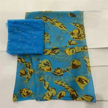 

High quality silk fabric for lady dress printing george silk fabric African metallic silk fabric 114cm/8mm 5+2 yards LXE04128