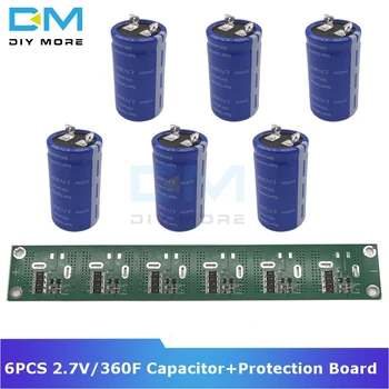 

6PCS Super Farad Capacitor 2.7V 360F 35*62mm Vehicle Rectifier High Frequency Low ESR +Ultracapacitor Balancing Protection Board