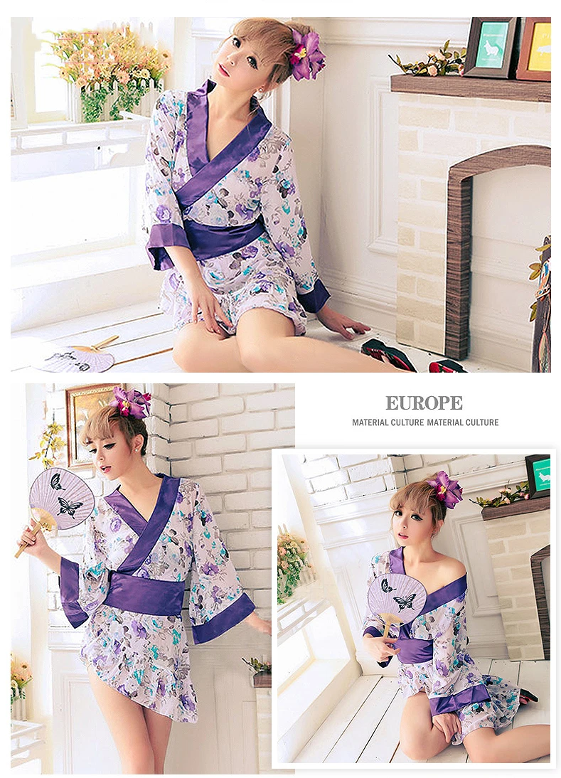 Женское сексуальное японское кимоно, ночная рубашка Yukata, одежда для сна, Цветочная Шелковая пижама для отдыха, Платье Аниме, костюм для косплея, кардиган, банные халаты