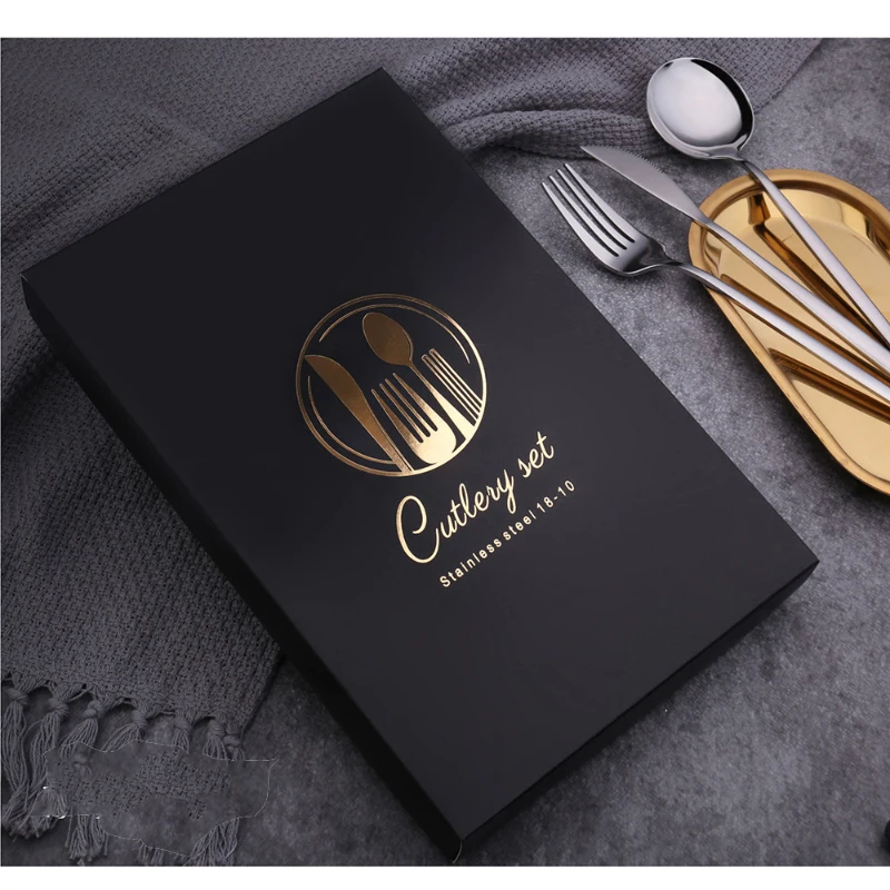 4Pcs/set Black Cutlery Set Stainless Steel Dinnerware Set Gold Flatware Fork Knife Spoon Wedding Silverware Set Drop Shipping