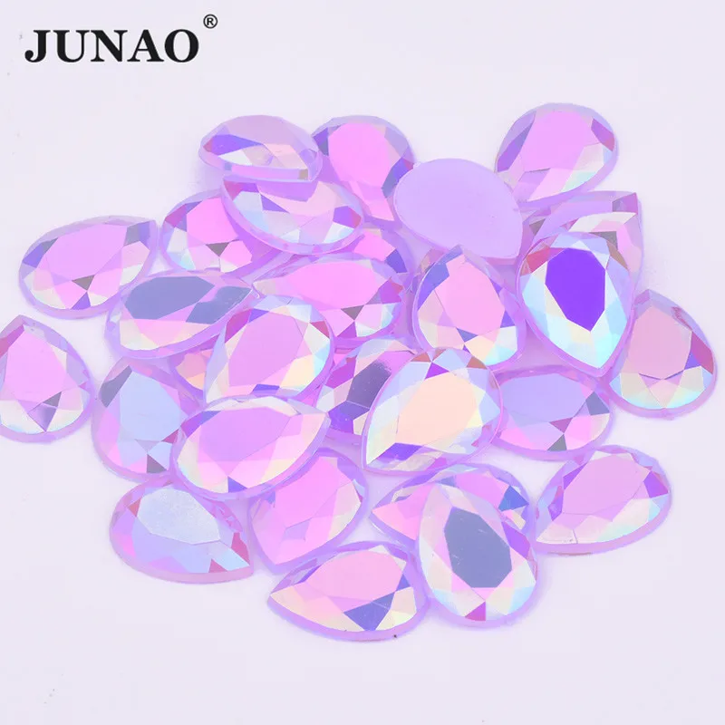 JUNAO 10x14 мм 13x18 фиолетовые стразы AB акриловые камни Хрустальная аппликация
