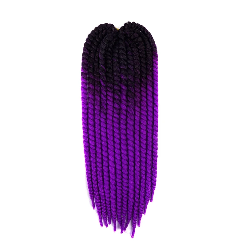 Роскошные для плетения Предварительно скрученные синтетические волосы 120 г 12 прядей/шт. Растянутые длина 20-2" омбре Джамбо Гавана твист крючком косы - Цвет: black purple