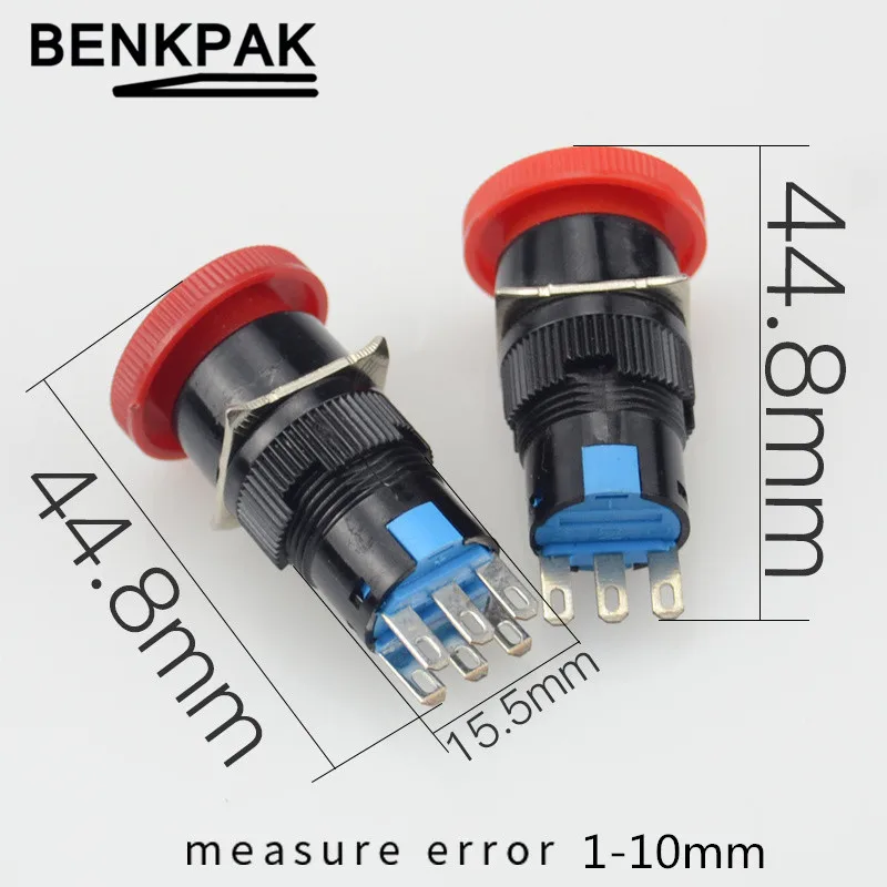 10 шт. 16 мм гриб аварийный стоп e stop переключатель 3 контакта 1NO + 1NC 6pin 2NO 2NC|nc switch|nc no |