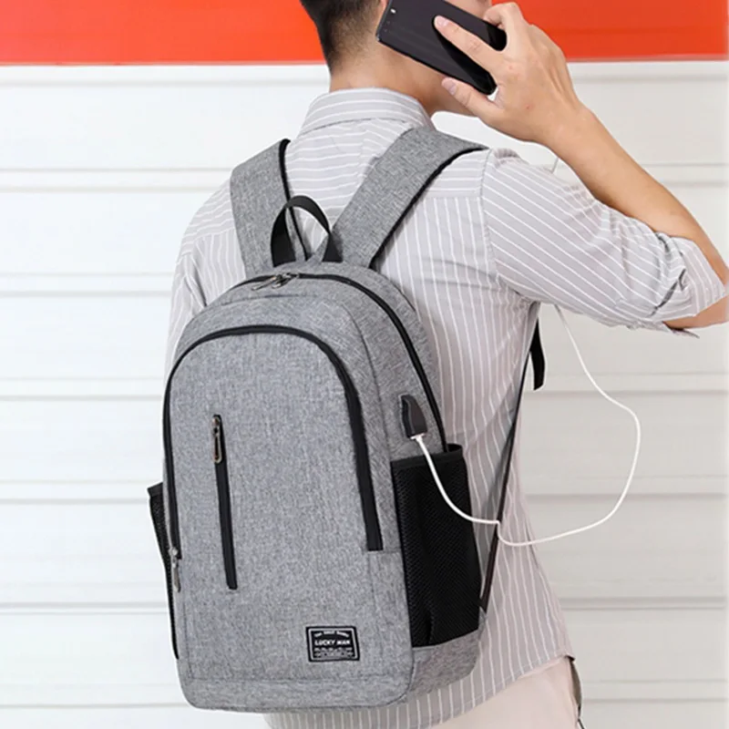 Мужские рюкзаки для ноутбука, подростковые мужские рюкзаки Mochila с usb зарядкой, рюкзак для путешествий, Водонепроницаемый Школьный рюкзак, школьный рюкзак серого цвета