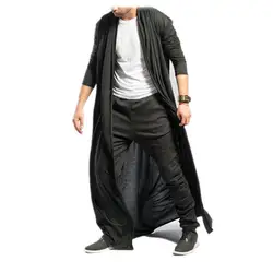 Большой размер длинный Тренч Мужская модная уличная одежда повседневные облегающие кардиганы Готическая мужская одежда топы пальто