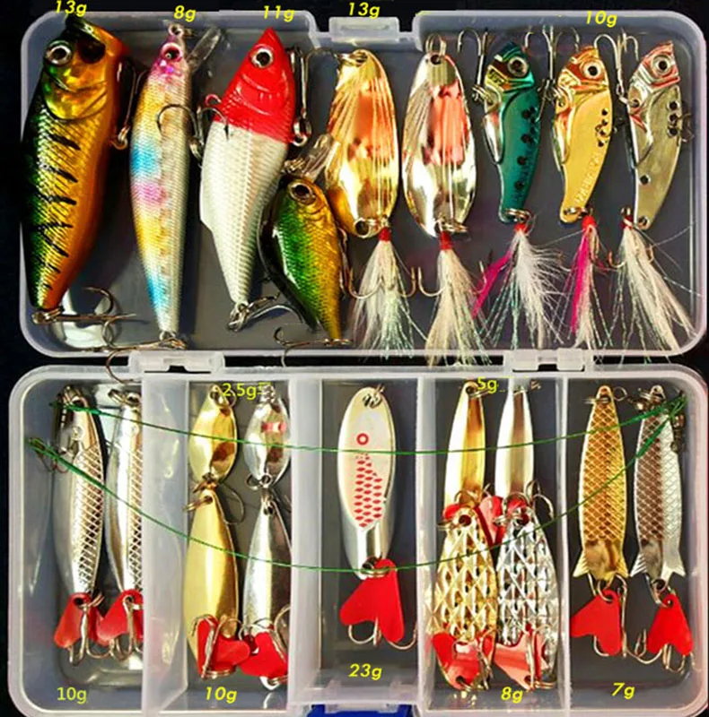 Hot Silver and Gold Brilliant Metal Jig Spoon Fishing Lure Set 10/20/25/35 PCS Sequin Kit Bait Fishing Tackle Winter Fishing