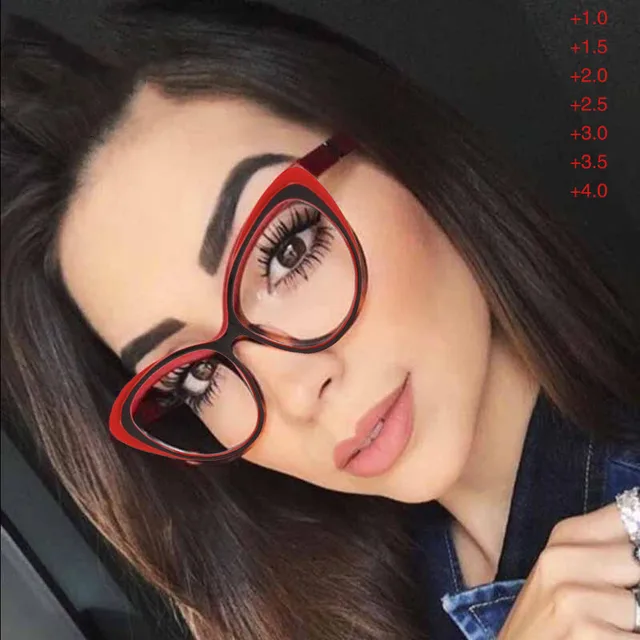 Fashion Cat Eye Women Reading Glasses Men Hyperopia Eyeglasses Computer Presbyopia Diopter +1.0+1.5+2.0+2.5+3.0+3.5+4.0 1