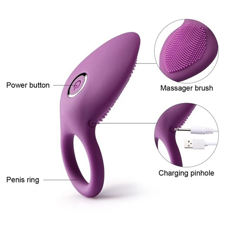 Vibrating Penis Ring Men Cockring Clitoris Stimulate Vibrator Delayed Premature Ejaculation Rings Adult Sex Toys for